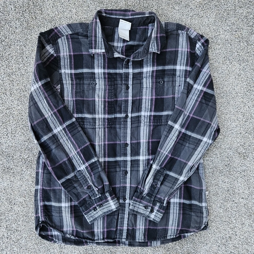 The North Face Arroyo Lightweight Flannel Shirt Black Purple Plaid Men's Large